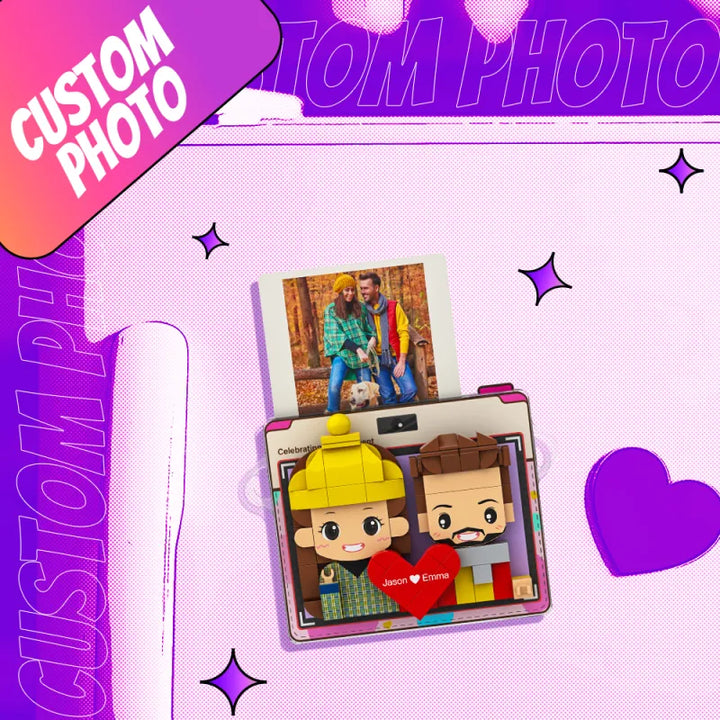 Personalized Brick Figure Fridge Magnets Pink Photo Stickers DIY Gift Fridge Magnets Gifts For Girlfriend Boyfriend Valentines Day