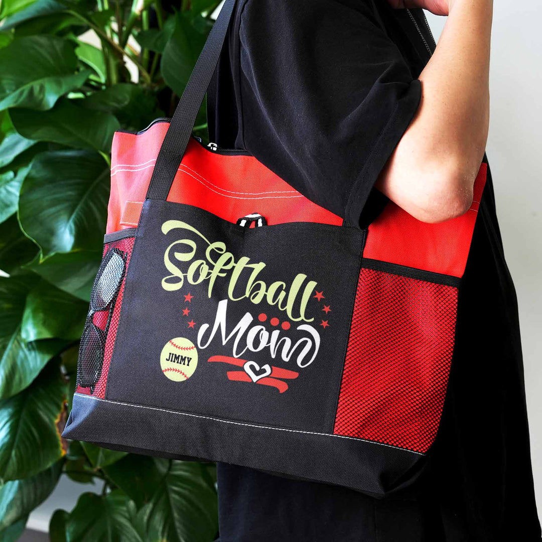 Custom Baseball Softball Mom Handbag Tote Bag Birthday Gift for Women Sport Lovers
