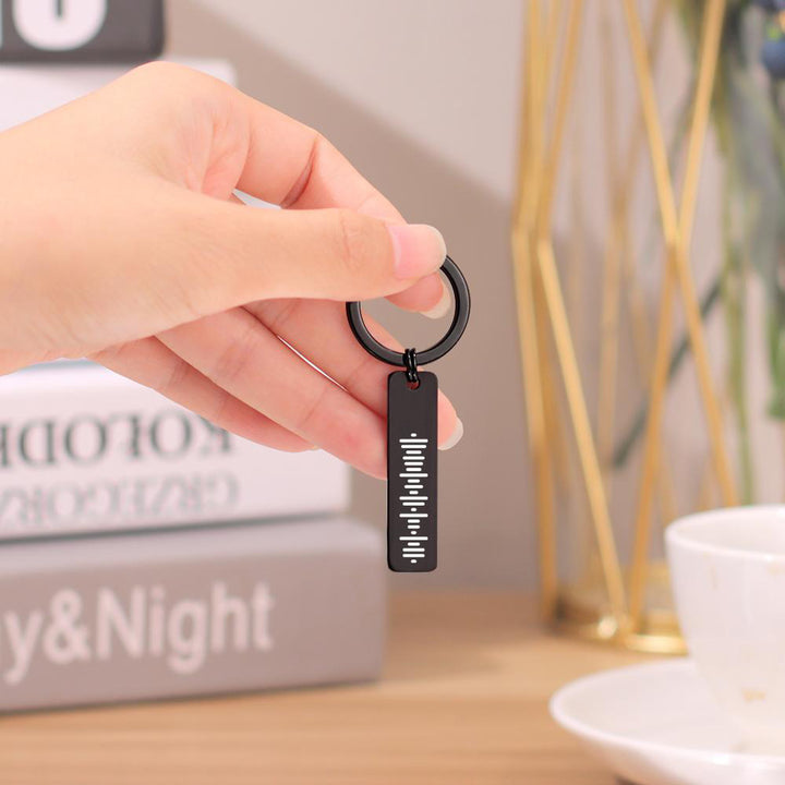 Single Side Engraved Stainless Steel Scannable Code Music Keychain