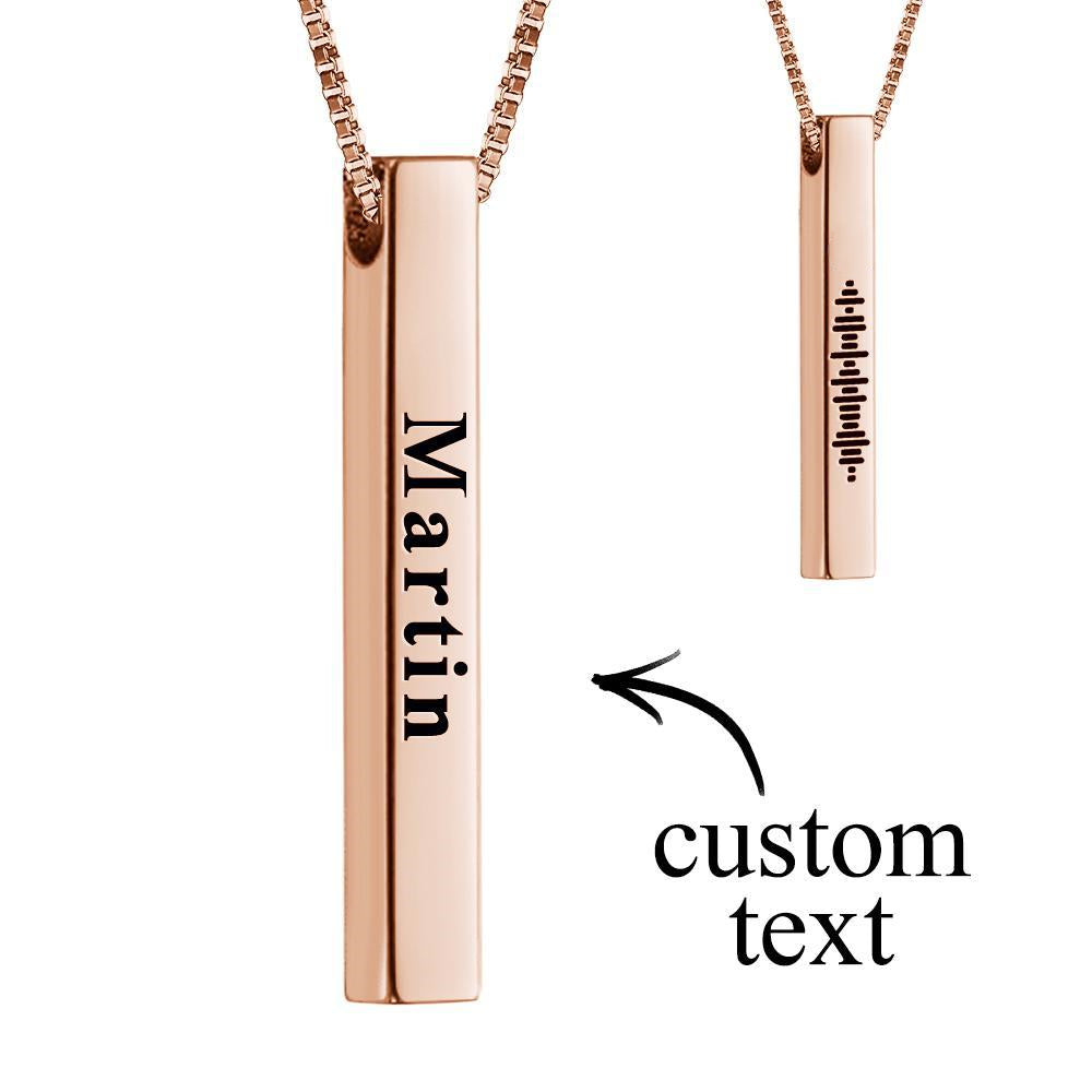 Engraved Text Scannable Code Music 3D Vertical Bar Necklace