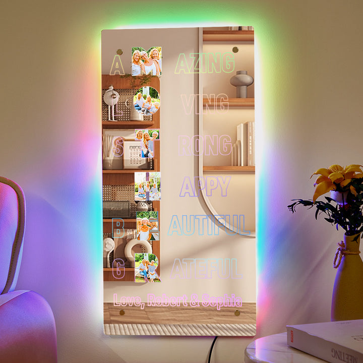 Personalized Photo Mirror Light Amazing Mother's Mirror Lamp Mother's Day Gifts for Mom