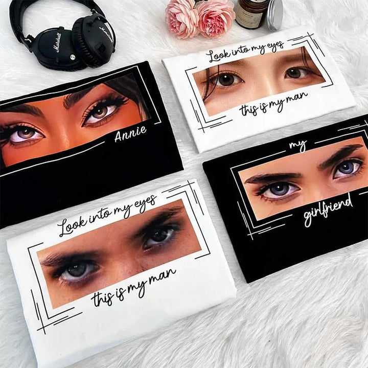 Unique Custom Eyes Tee Loved One's Eyes Shirt Personalized Eyes Artwork Tee Unique Eyes Sketch Art from Photo Gift for Your Love