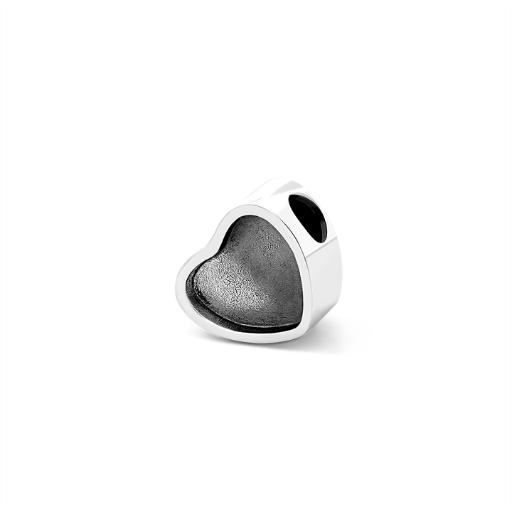 Paw Print Custom Heart Photo Charm Bead Pendant Silver