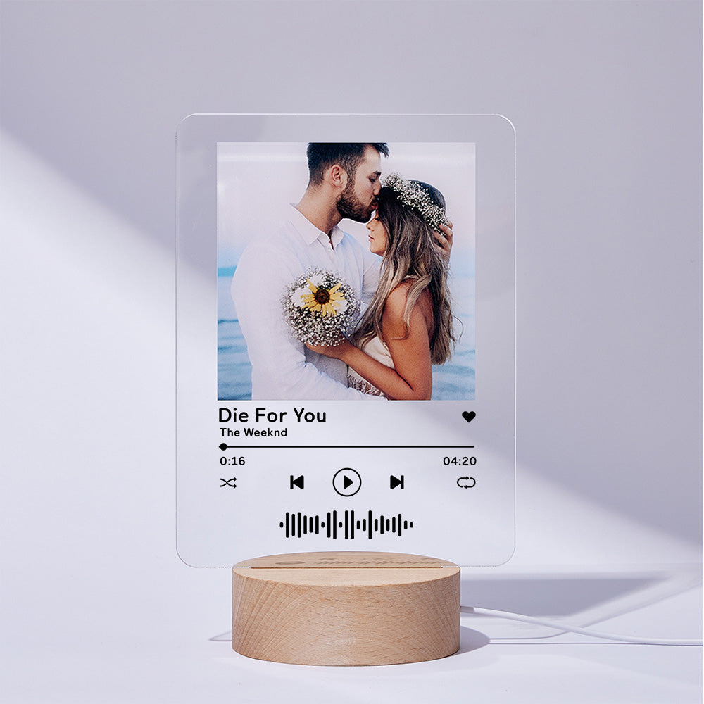 Custom Scannable Code Lamp Acrylic Album Night Light - 3 Sizes