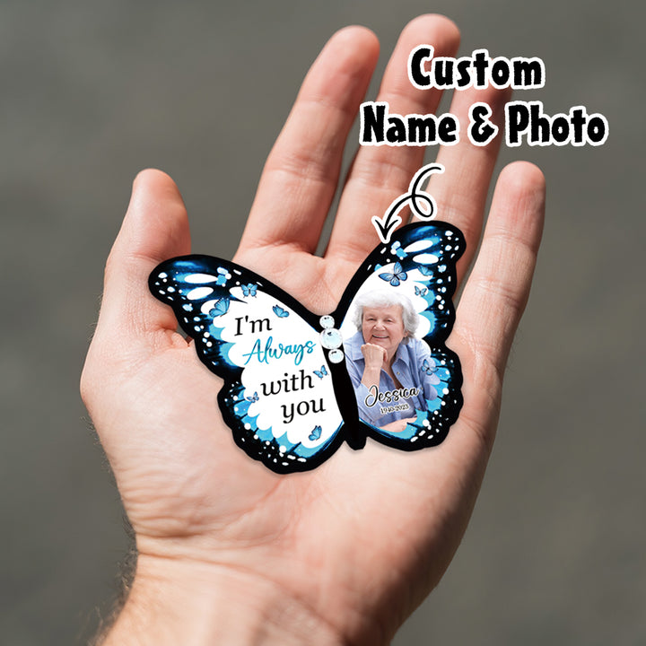 Custom Photo & Name 1-6 Blue Butterfly Hair Clips – Personalized Memorial & Remembrance Gift