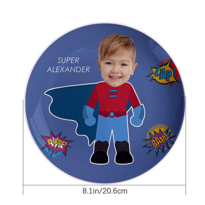 Personalized Face Superman Ceramics Plate Tableware For Kids