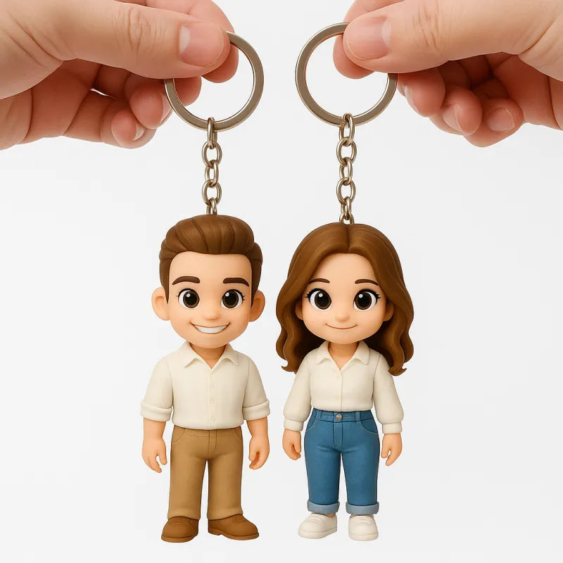 Custom 3D Mini Figure Keychain Figure from Your Photo Personalized Mini Doll Christmas Gift Idea