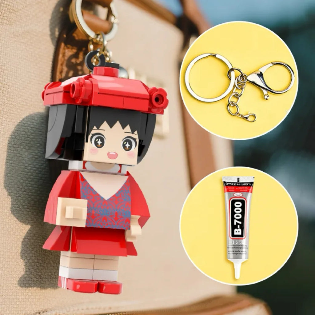 Custom Mini Fully Body 1 People Mini Brick Figure Keychain and Bag Charm Birthday Gift
