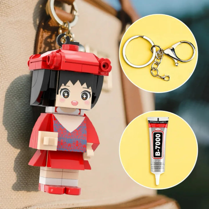Custom Mini Fully Body 1 People Mini Brick Figure Keychain and Bag Charm Birthday Gift