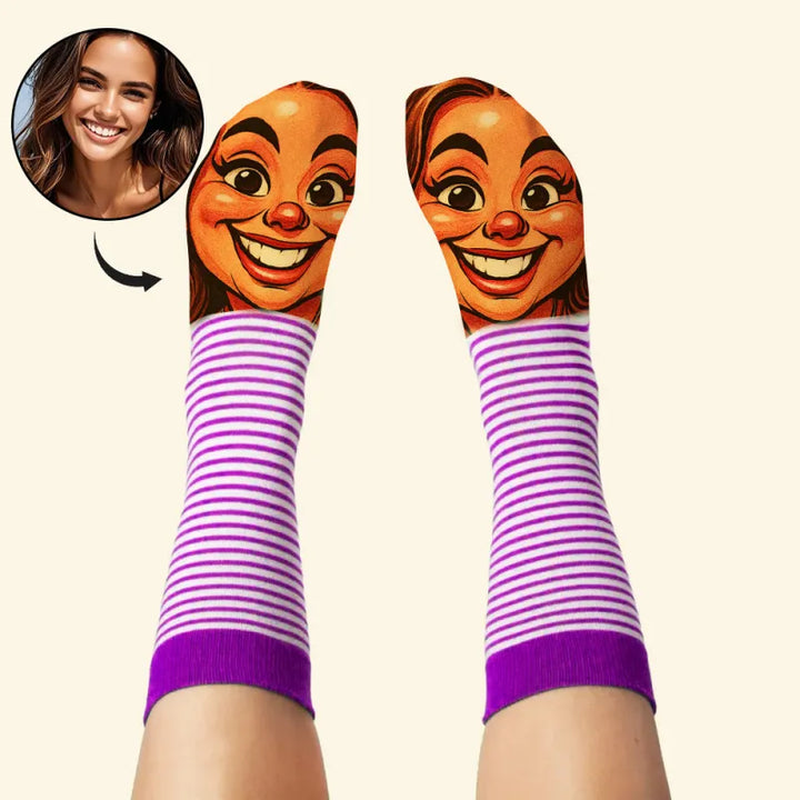Custom Face Funny Socks Cartoon Style Photo Gifts for Him Her