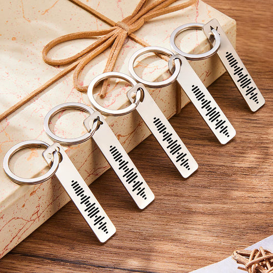 Custom Music Code Keychain Engraved 3D Bar Keyring