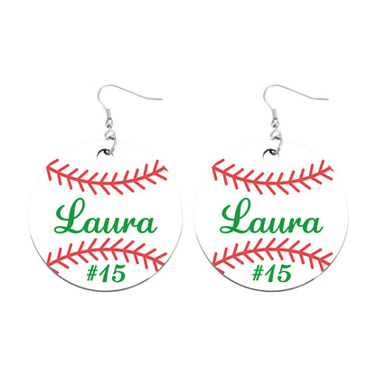 Personalized Baseball Softball Wooden Earrings Birthday Anniversary Gift for Sports Lover