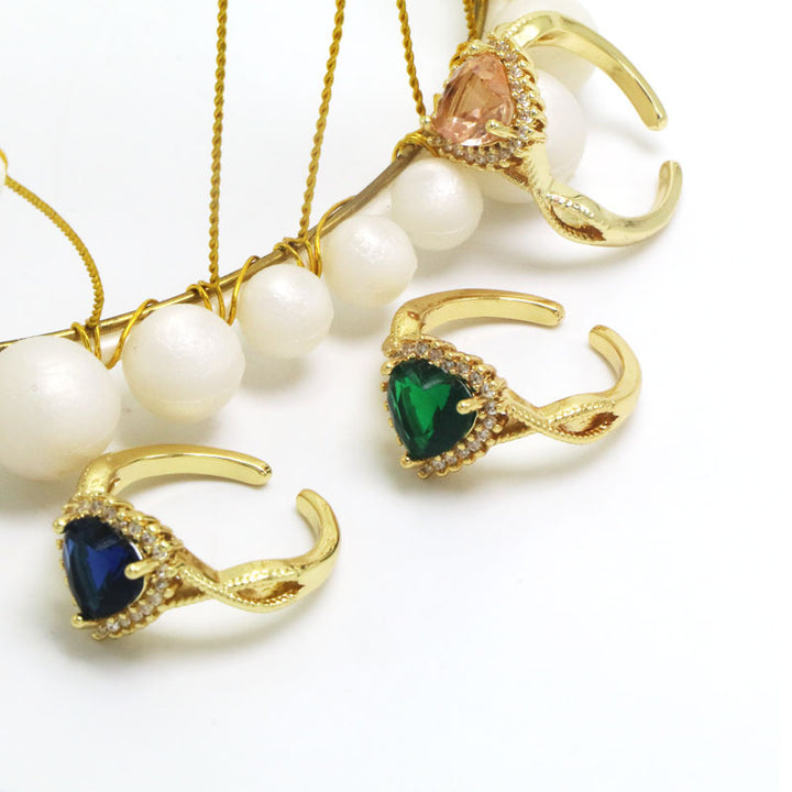 Heart Diamond Open Ring Copper