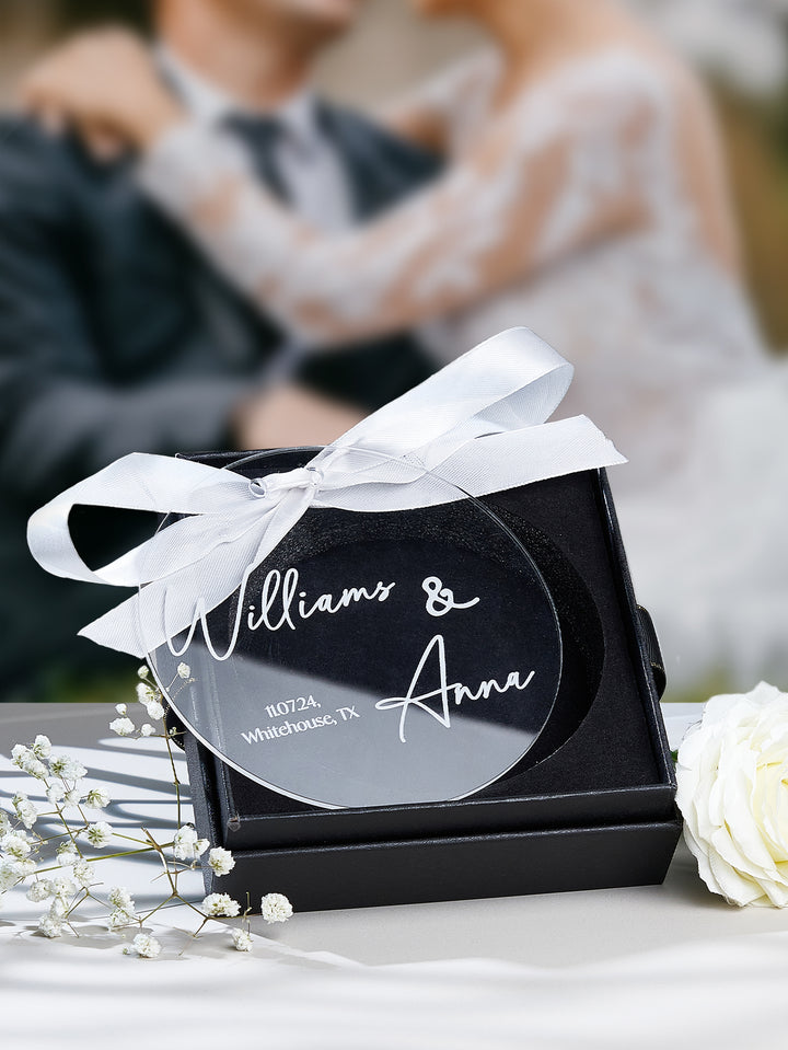 Custom Name Acrylic Ring Holder – Unique Wedding Gift