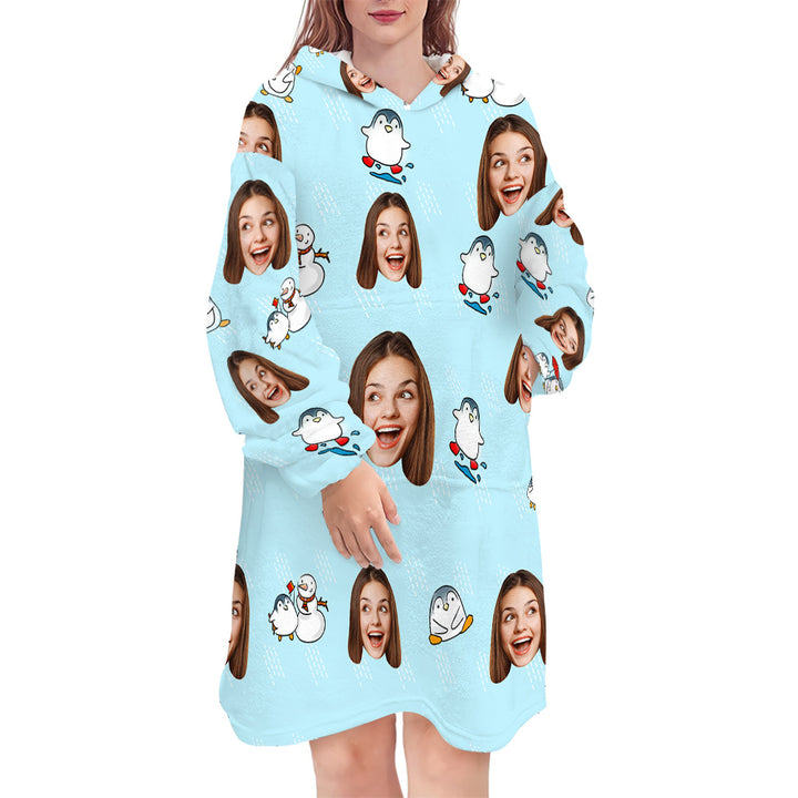 Custom Hoodie Blanket with Pocket Personalized Oversized Hoodie Sweatshirt