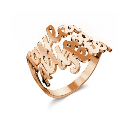 Custom Three Names Ring - 925 Sterling Silver