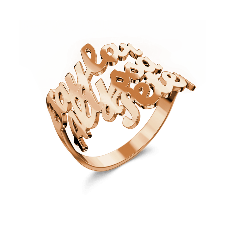 Custom Three Names Ring - 925 Sterling Silver