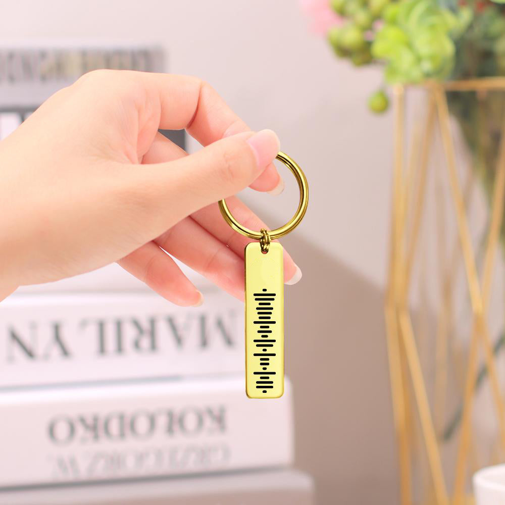 Single Side Engraved Stainless Steel Scannable Code Music Keychain