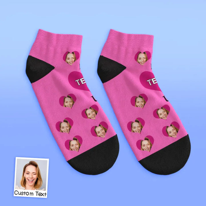 Custom Face Low Cut Ankle Socks – A Heartfelt "I Love U Mom" Gift for Every Occasion