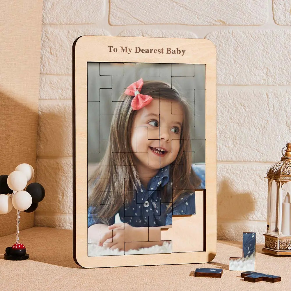 Custom Photo Puzzle Tetris Personalised Wooden Frame Gifts for Kids