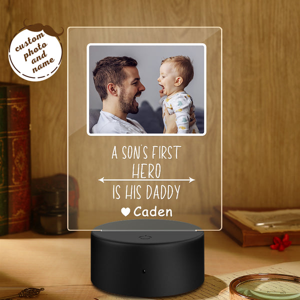 Custom Name and Photo Plaque with Base Night Light Father's Day Gift
