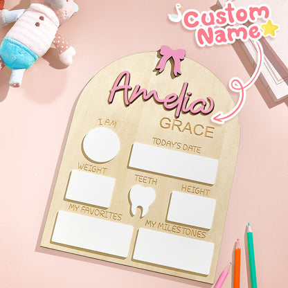 Personalized Coquette Bow Baby Name Sign with Birth Information Baby Shower Gift for New Mom