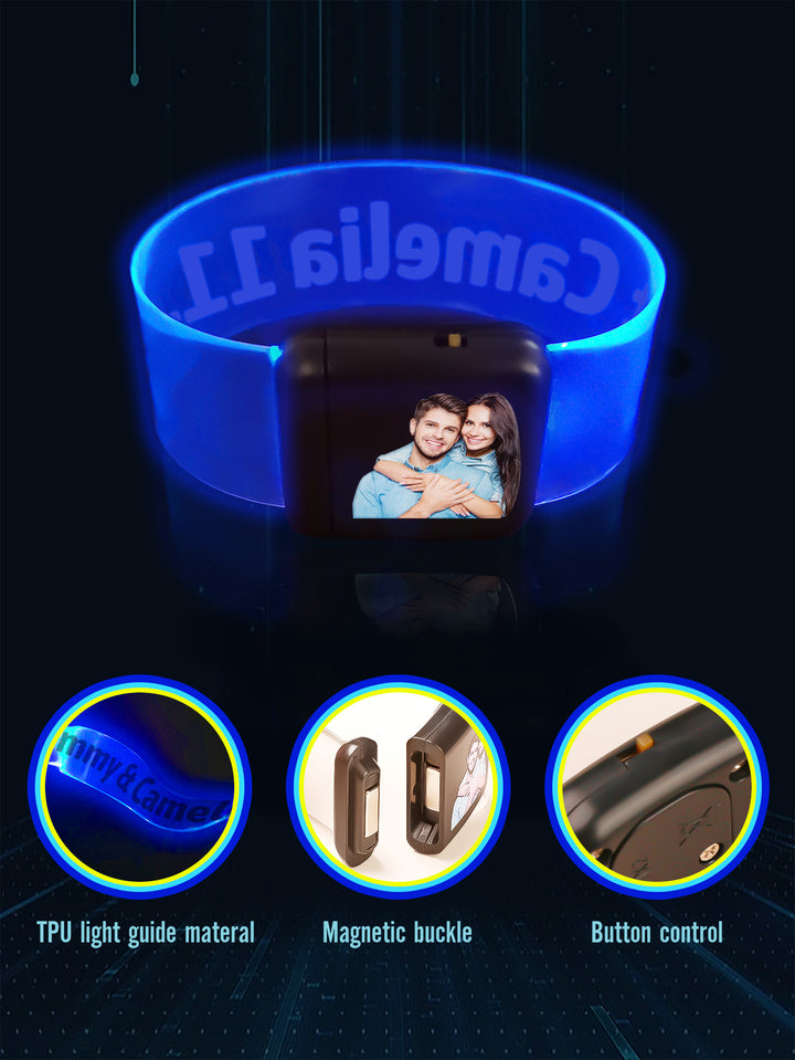Personalized Photo & Text Glow Bracelets with Photo LED Bracelets Party Supplies for Wedding Birthdays Concerts