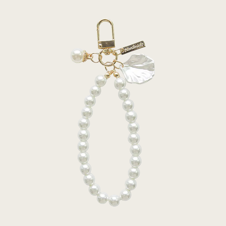 White Pearl Charm Keychain Bag Decor Accessory