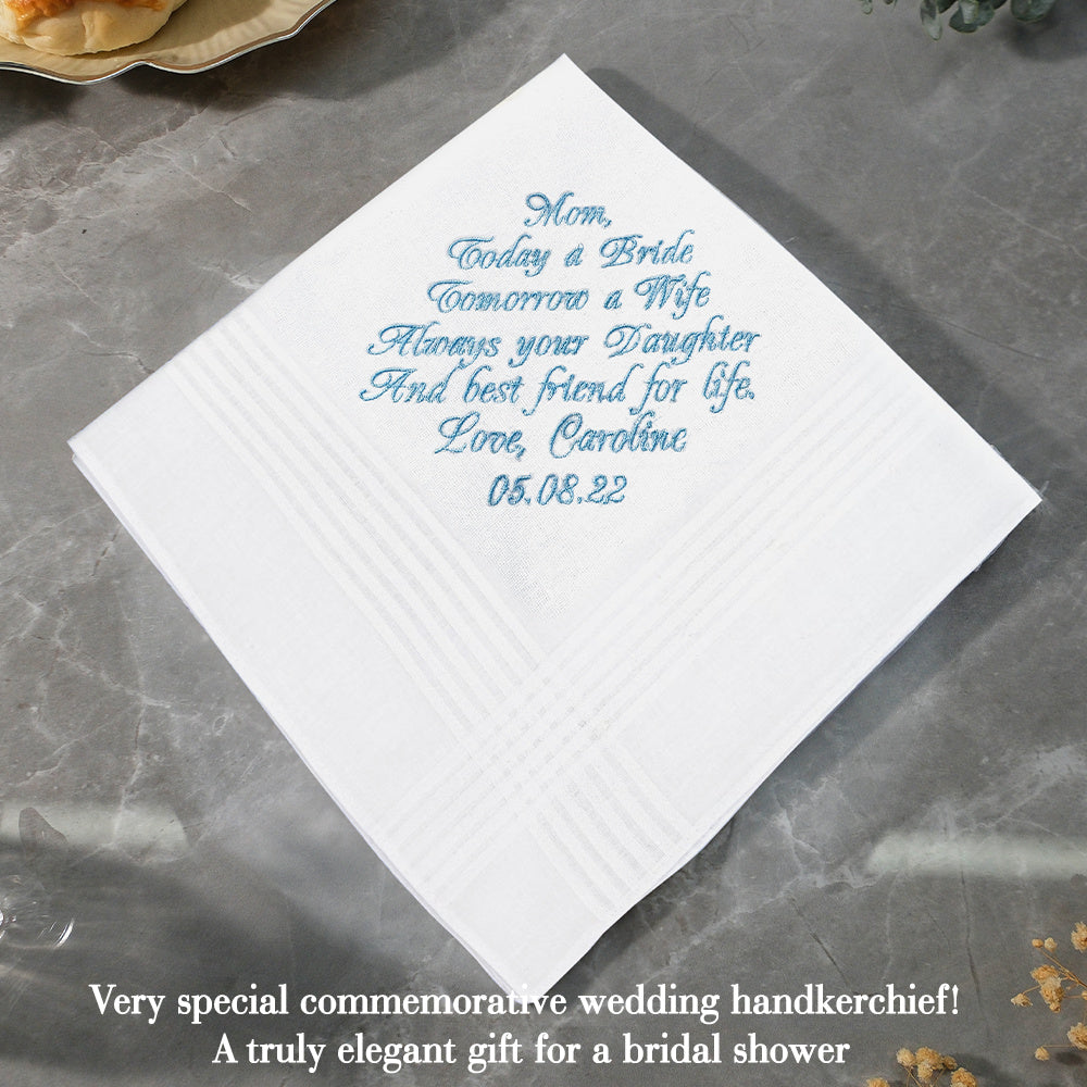 Personalized Wedding Handkerchief Embroidered Hankies Gifts for Mother of the Bride