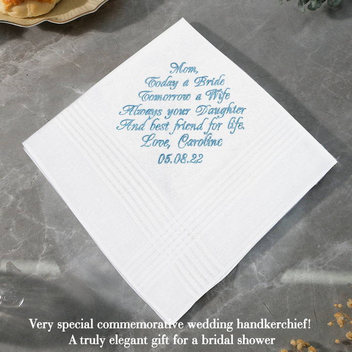 Personalized Wedding Handkerchief Embroidered Hankies Gifts for Mother of the Bride