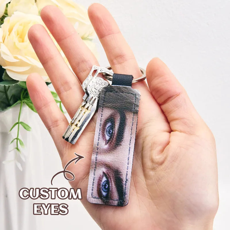 Custom Colored Eyes Keychain PU Leather Keychain Gift