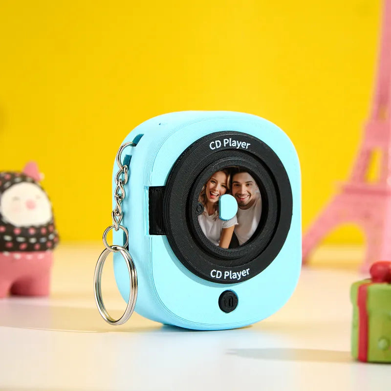 Custom Music CD Record Player Keychain Photo Keychain with Removable Disc