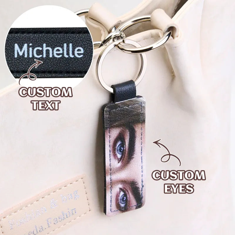 Custom Colored Eyes Keychain PU Leather Keychain Gift