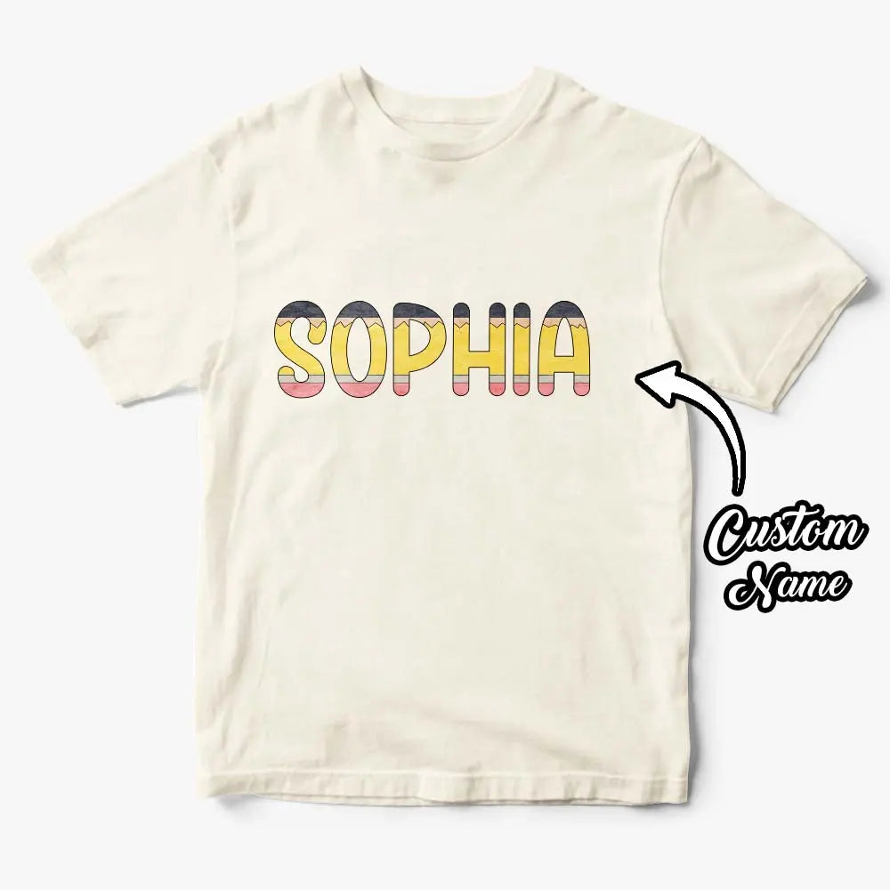 Personalized Back to School Pencil Name T-shirt First Day of School Shirt Gift for Kids