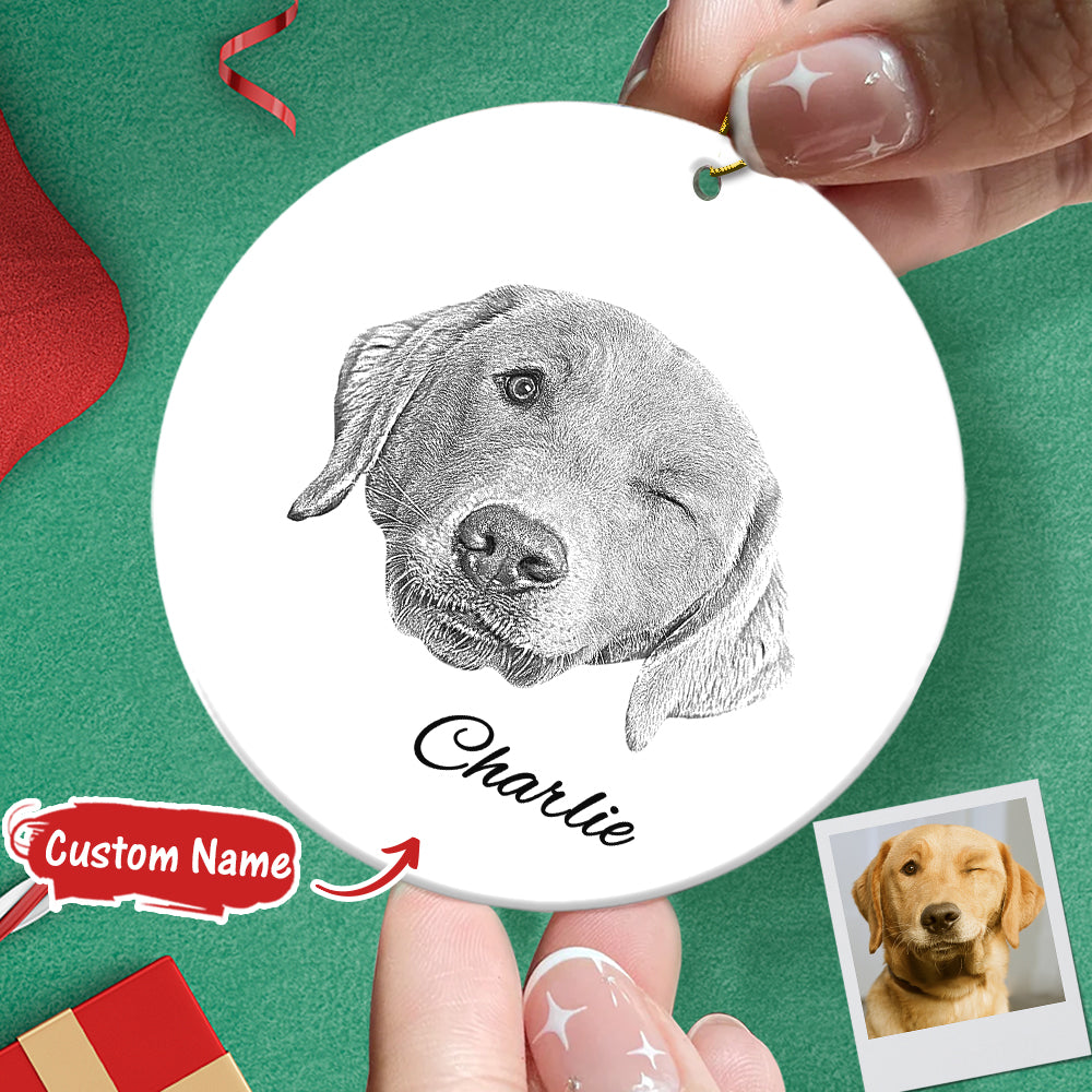 Personalized Pet Ornament Christmas Pet Face and Name Ornaments Gift for Pet Lovers