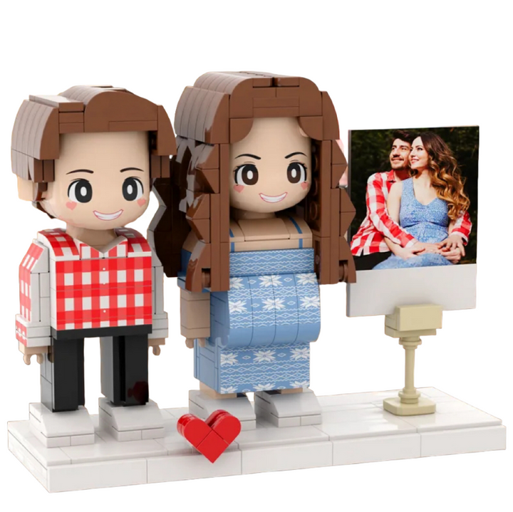 Full Body Customizable Pregnancy Gift 2 People Duddu Brick Figures with Photo Anniversary Gift New Mom Gift