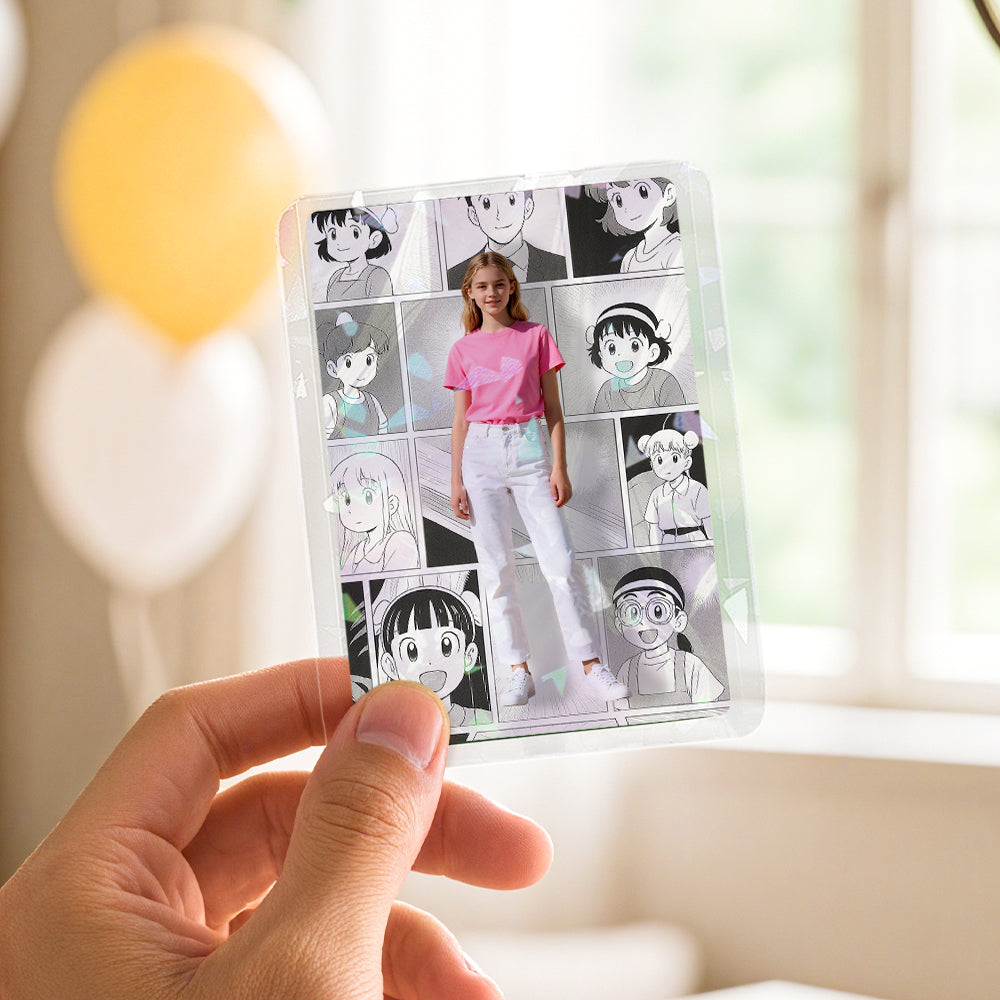Custom Real Photo + Anime Double-Sided Game Card Personalized Birthday Gift