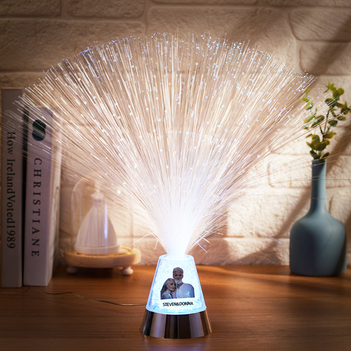 Personalized Fiber Optic Lamp Custom Photo Color Changing Crystal Base Night Light