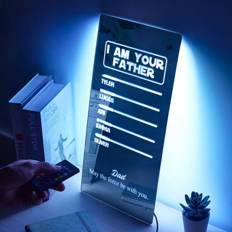 Custom Name Father's Day Hot Sale I Am Their Father Lightsaber Mirror Lamp