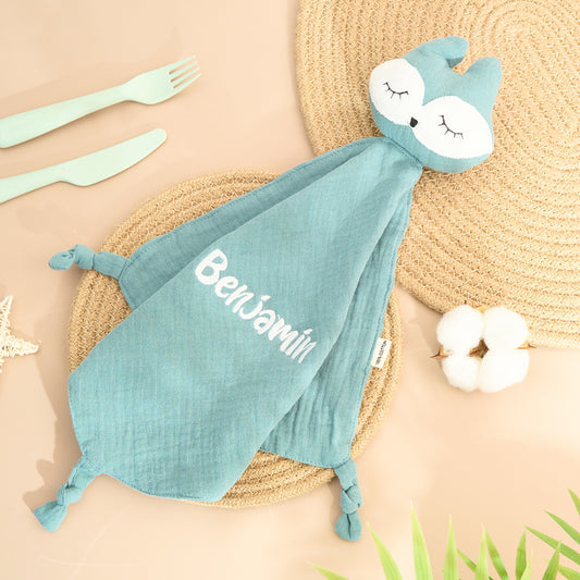 Personalized Soothe Towel Bibs Soft Sleeping Doll Towel with Embroidered Name Gift for Baby