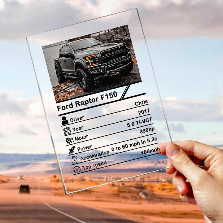 Personalized Photo Acrylic Plaque Custom Car Information Table Decor Ornament - 12*16cm