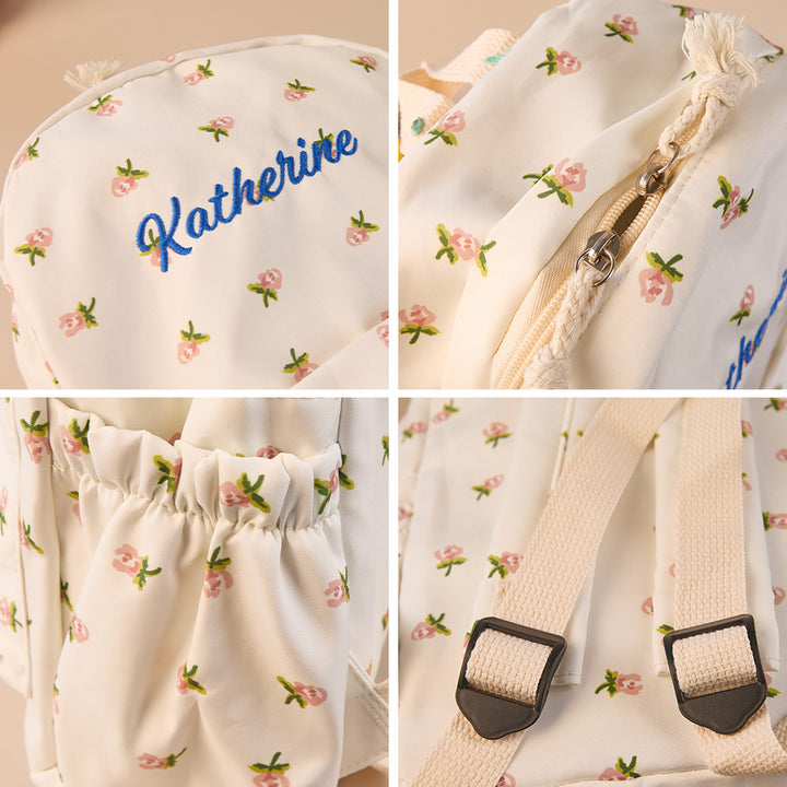 Personalized Schoolbag Flower Girl Student Customized Name Backpack Gift for Her