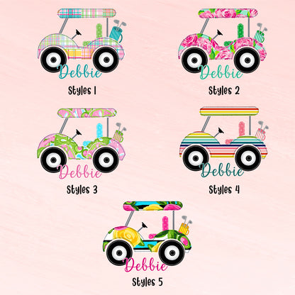 Custom Name Golf Cart Canvas Makeup Bag - Personalized and Stylish Storage