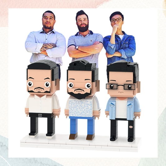 Gifts for Buddies Full Body Customizable 3 People Custom Brick Figures Small Particle Block