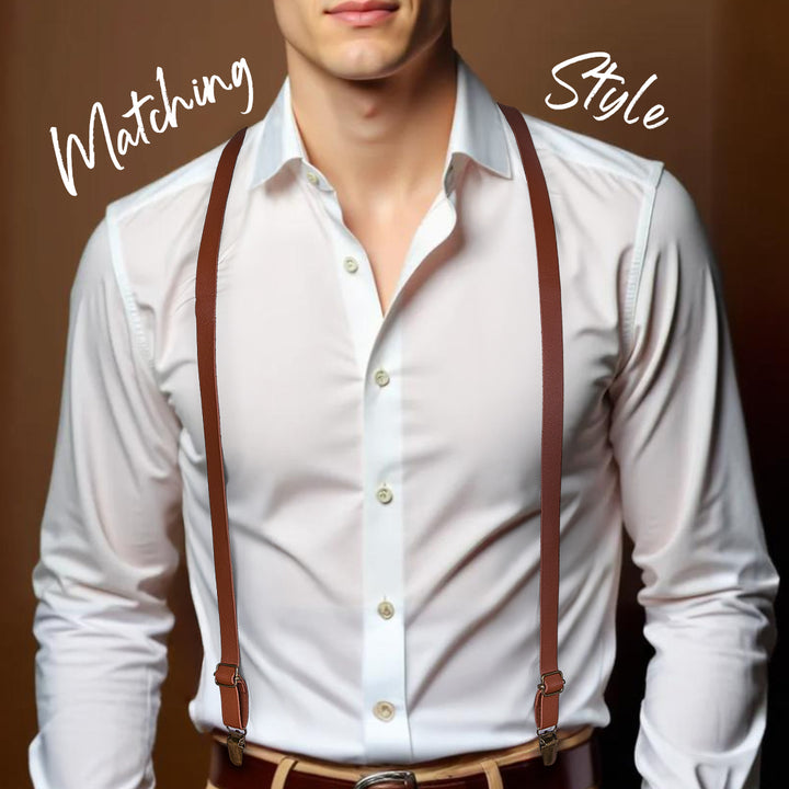 Personalized Men's PU Suspenders with Engraved Name Gift for Men Groomsmen Accessory