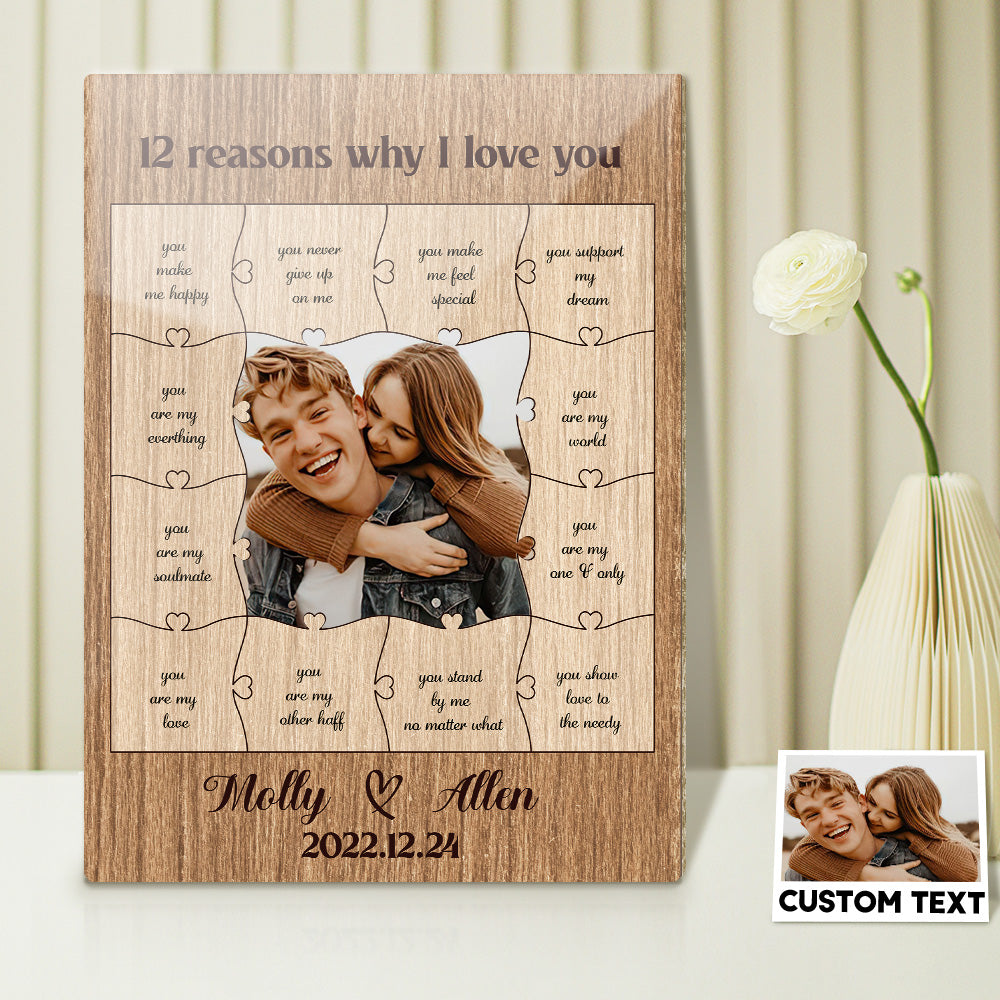 12 Reasons Why I Love You with Acrylic Photo,Personalized Valentine's Day or Romantic Anniversary Gift for Boyfriend