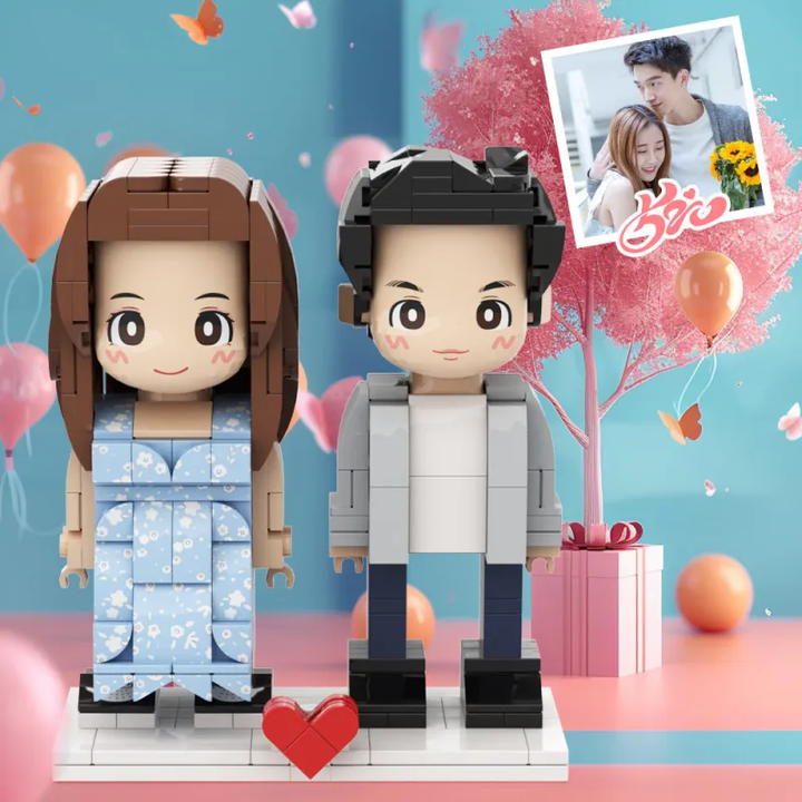 Full Body Customized 2 People Duddu Brick Figures Creative Couple Gifts Surprise Gift For Valentine's Day Birthday Gift