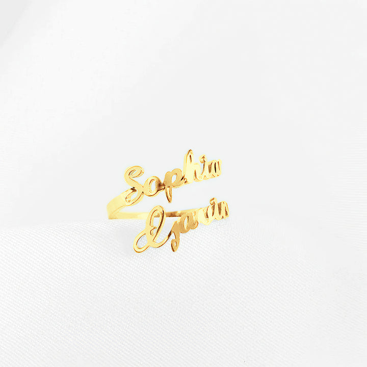 Personalized Two Names Ring Double Name Open Ring S925 Silver