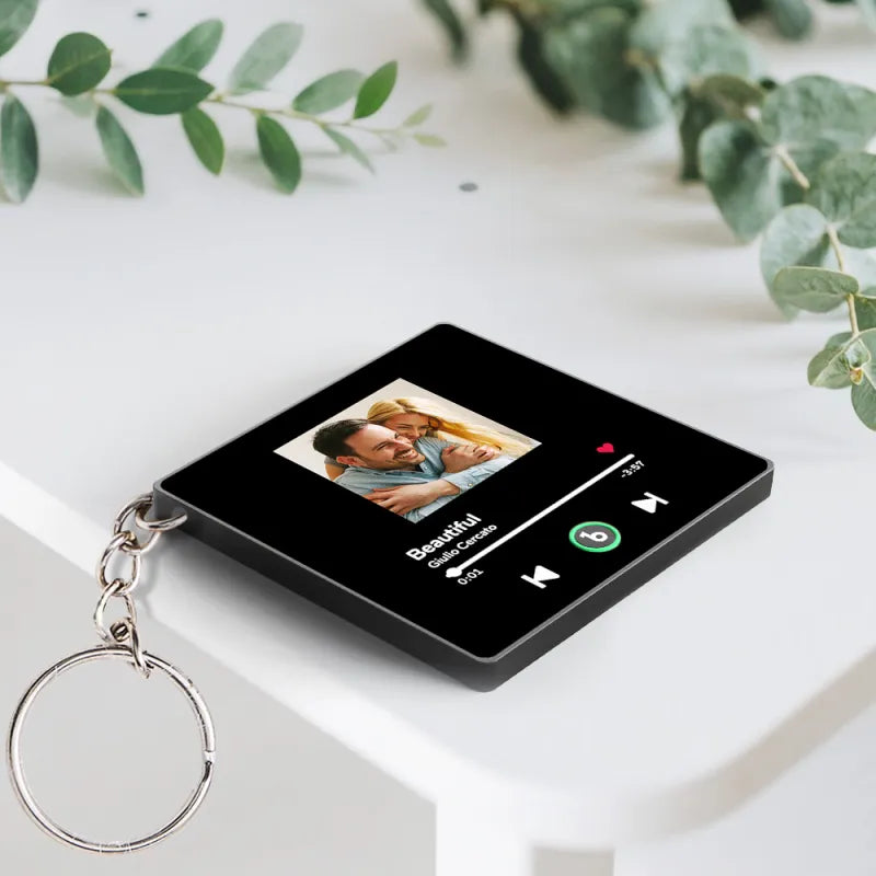 Personalized Photo Music Keychain Music Box Bag Charm That Plays Music Without Cell Phone Anniversary Gifts