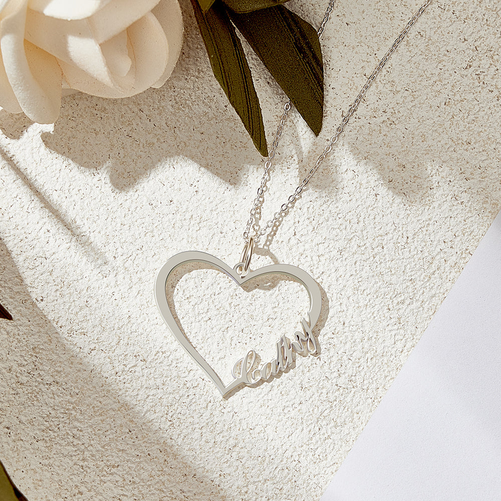 Personalized Heart Name Necklace | 925 Sterling Silver Custom Jewelry